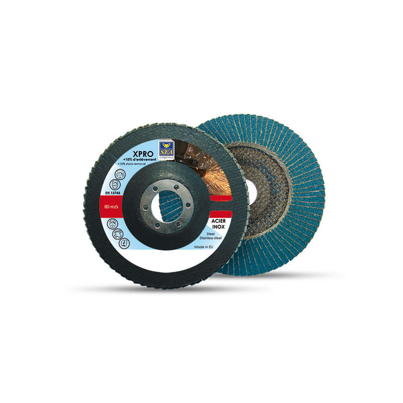 Disque à lamelle grain zirconium Grain N°80 pour meuleuses Ø 125 mm support fibre SEA