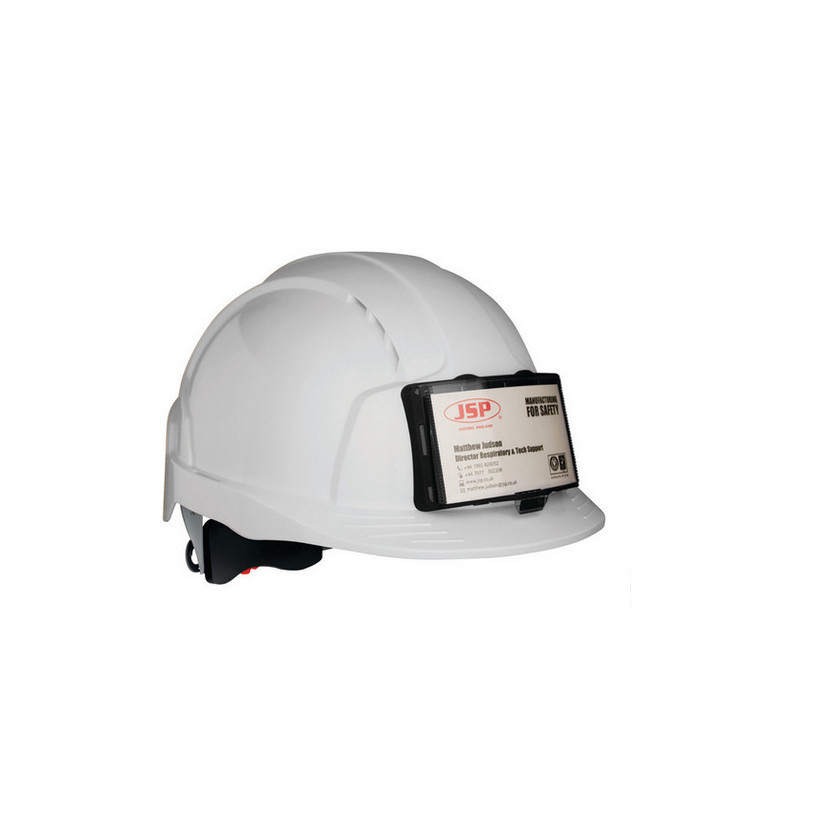 Casque Chantier EVOLite® - Porte Badge - Serrage Crémaillère Blanc JSP Safety CASQEVOLITEBPB