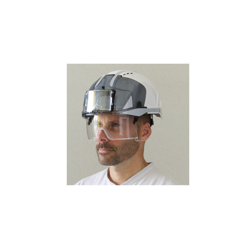 Casque Chantier EVO®Vistalens™ Blc Ventilé - Porte Badge -Surlunette JSP Safety