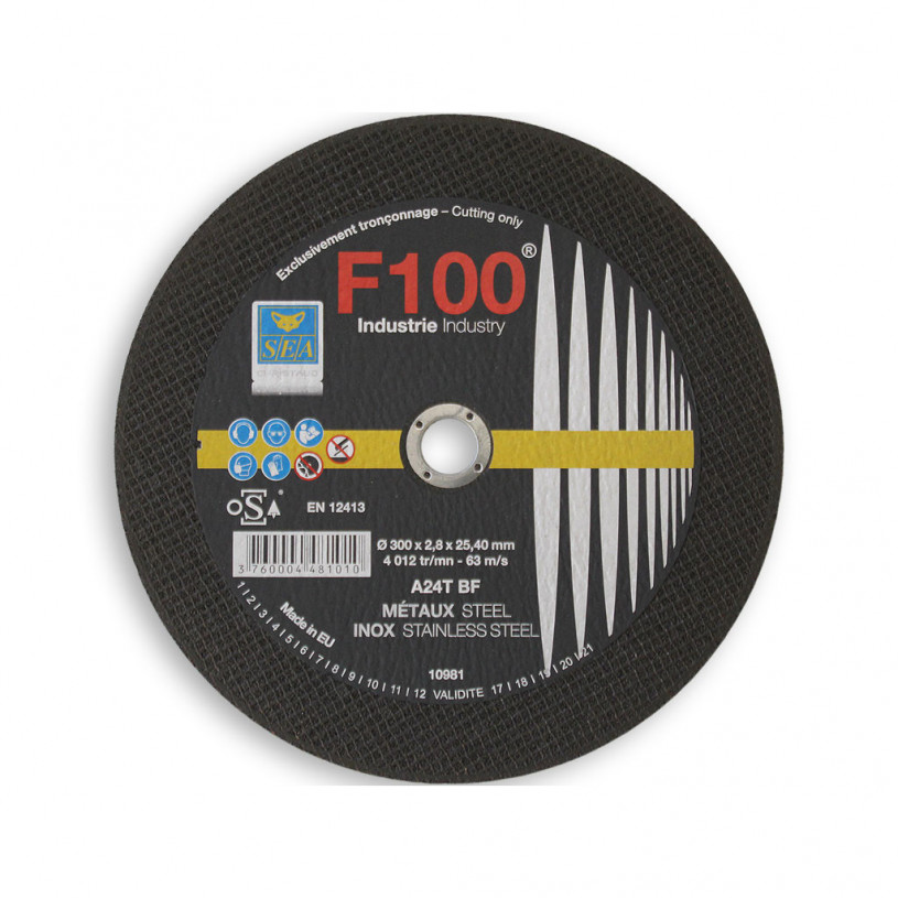 Disque à tronçonner - acier Alésage Ø 25,4 mm - Ø 300 x 2,8 mm SEA