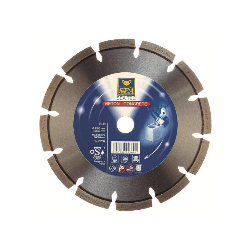 Disque diamant - tous matériaux Alésage Ø 22,2 mm - Ø 230 mm SEA DISQDR230