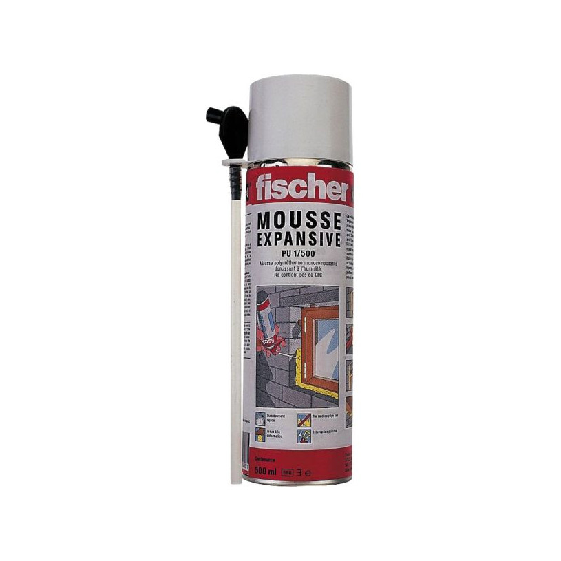 Mousse expansive polyuréthane PU 1/500 - Fischer - Bombe de 500ml - Pour  isolation et colmatage - Cdiscount Bricolage