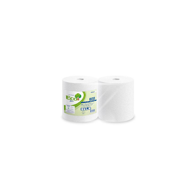 Lot de 2 bobines de 2,0 kg papier essuyage blanc pure ouate PROMECA