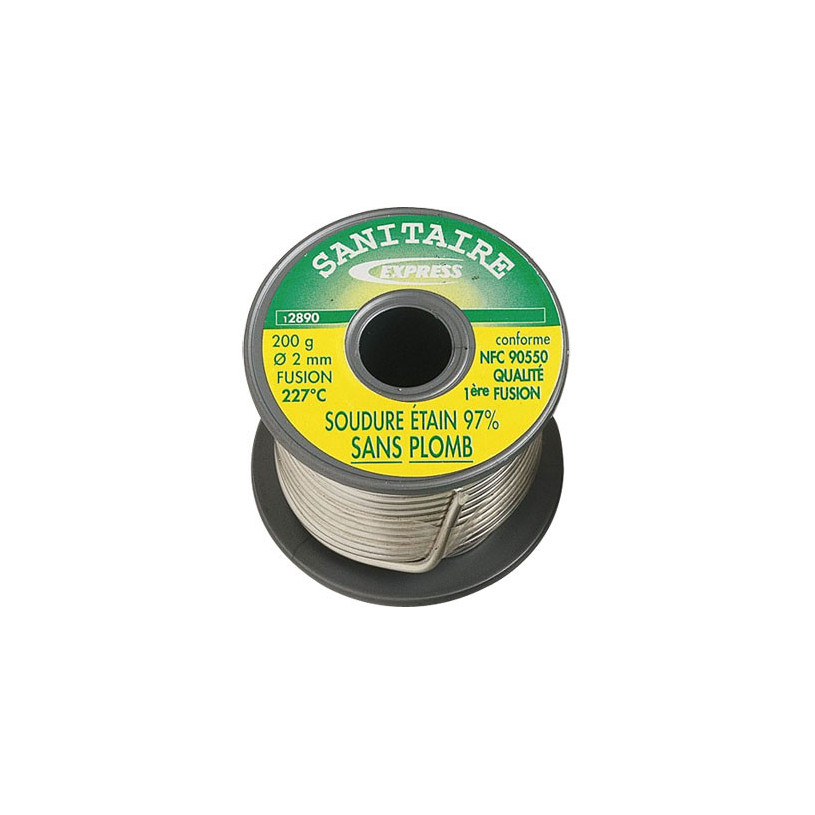 Bobine 200 gr étain 97 cuivre Ø 2 mm sans âme décapante : Soudage