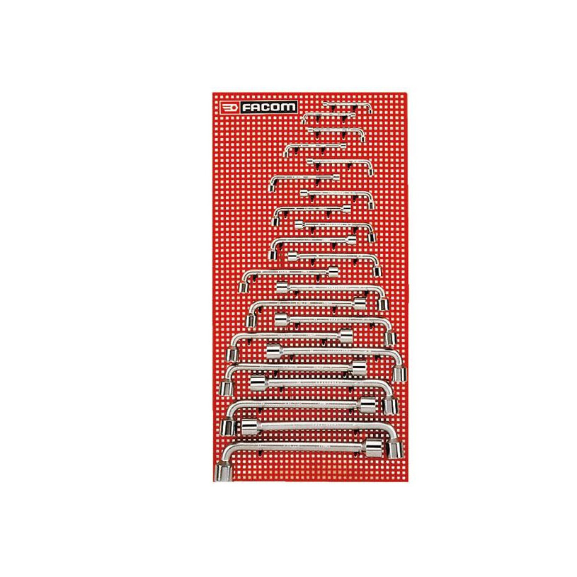 Panneau de 22 clés à pipe débouchée forgées 6 pans de 8 à 32 mm - Fac FACOM
