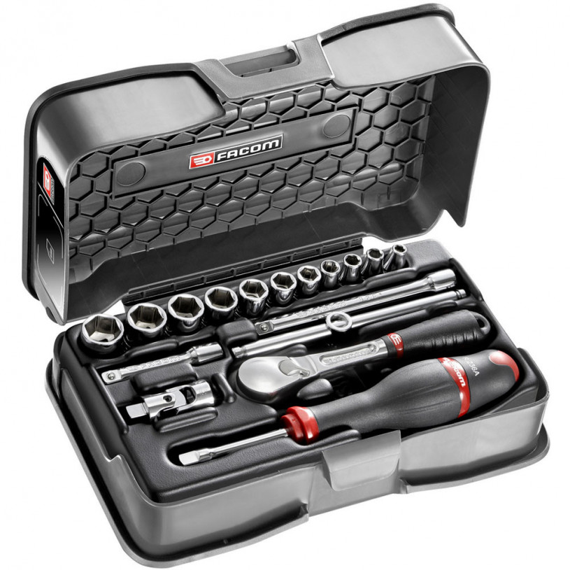 Coffret douilles 1/4' - 6 pans en pouce 17 pièces - Facom RL.161-2P6U FACOM