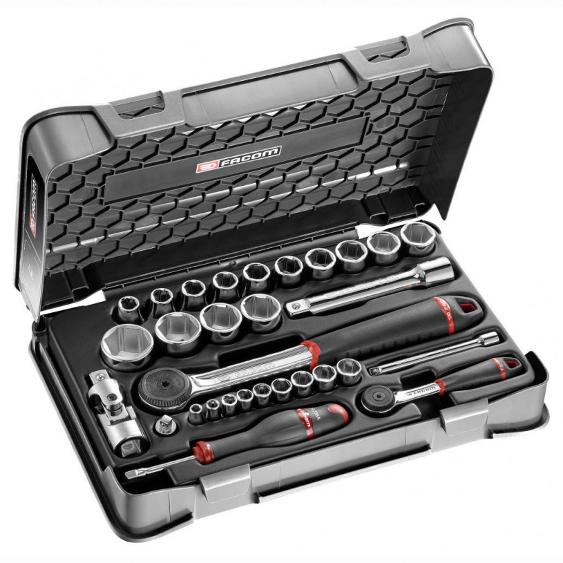 Coffret douilles 1/4' et 1/2' - 6 pans métrique 31 pièces - Facom RS.161-1PB Promotion FACOM FRS1611PB