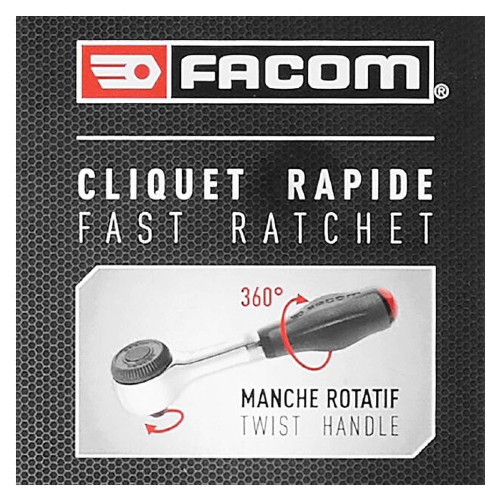 CLIQUET À MANCHE ROTATIF 360° RADIO 1/4'' FACOM