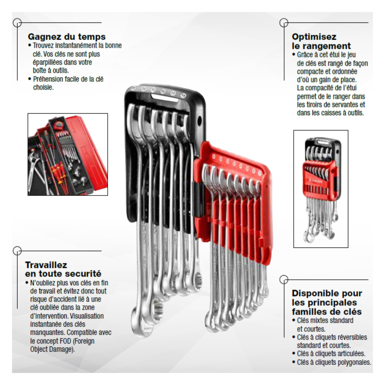 Jeu Clés Mixtes Métriques Série 440 - Etui Rack - FACOM® Rack 10 Clés  (8>19) : Outillage à main FACOM - Promeca