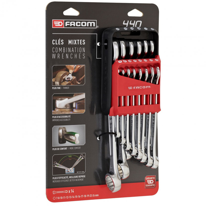 Jeu Clés Mixtes Métriques Série 440 - Etui Rack - FACOM® Rack 14 Clés (7>24) FACOM
