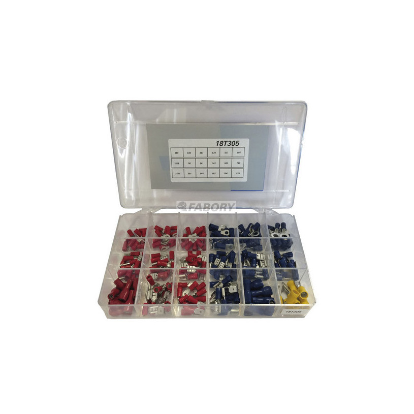 Coffret 250 cosses éléctriques isolées Acier/Plastique 0.5-1.5mm : Matériel  et Outillage Promeca