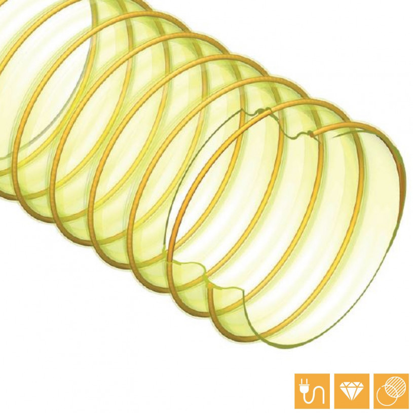 Gaine Polyurethane Industrielle Spire Acier Cuivrée Epaisseur 0,6 MM Ø 140MM - Lg : 10M PROMECA GAINPU140X06I10