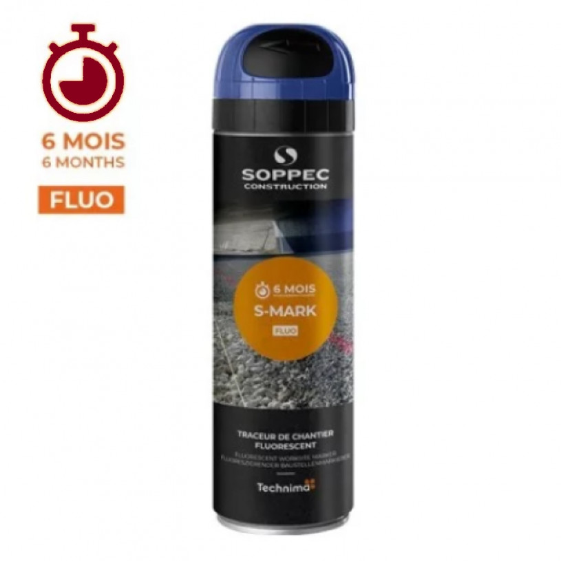 Traceur De Chantier Aérosol 650ML - Longue Durée Maxi 6 Mois Bleu Fluo SOPPEC AEROPTC-BLUFLUO