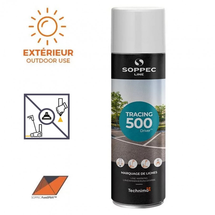 Traceur de Ligne Aérosol 650ML - Intérieur/Extérieur Blanc SOPPEC