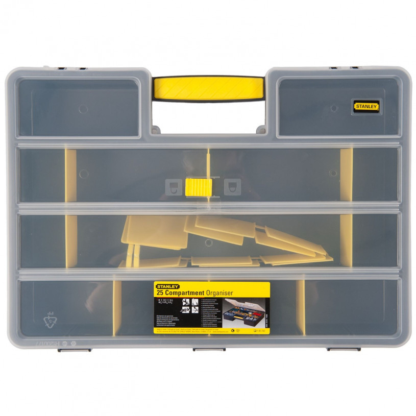 Boîte de Rangement PVC Couvercle ABS 25 Compartiments Modulables - Ht : 80 MM STANLEY