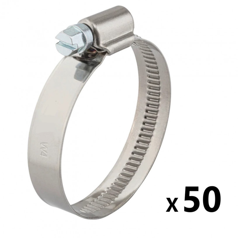 50 Colliers de Serrage Inox NORMACLAMP® - Vis Tangente - Bande 9MM Ø 32>50 MM PROMECA COLLSTIN3250-09