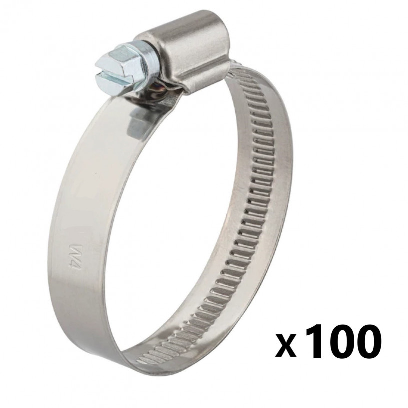 100 Colliers de Serrage Inox 304 - Vis Tangente - Feuillard 9MM Ø 8>12 MM PROMECA
