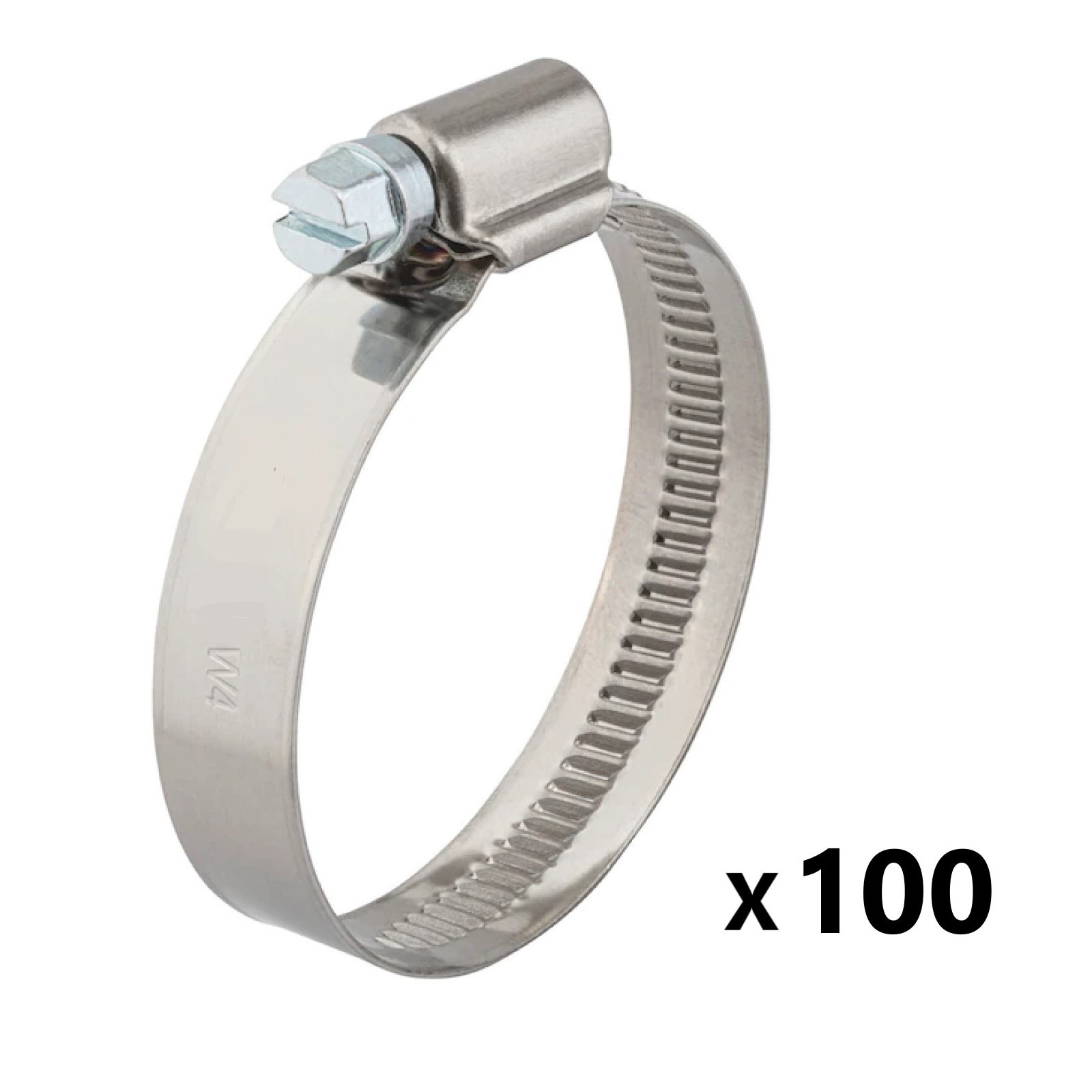 100 Colliers de Serrage Inox 304 - Vis Tangente - Feuillard 9MM Ø 8>12 MM