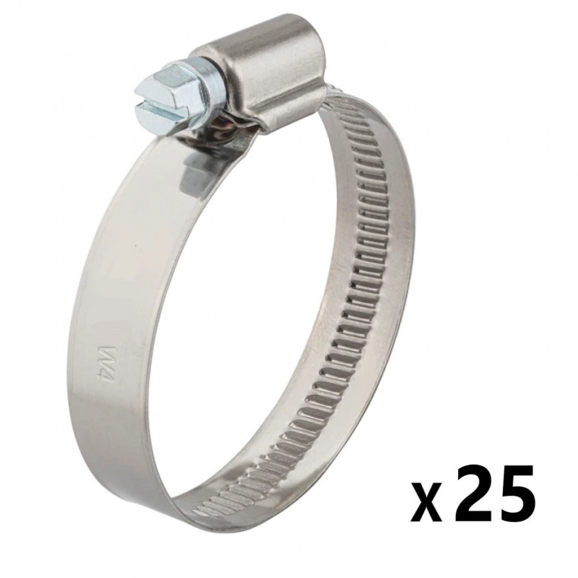 25 Colliers de Serrage Inox 304 - Vis Tangente - Feuillard 12MM Ø