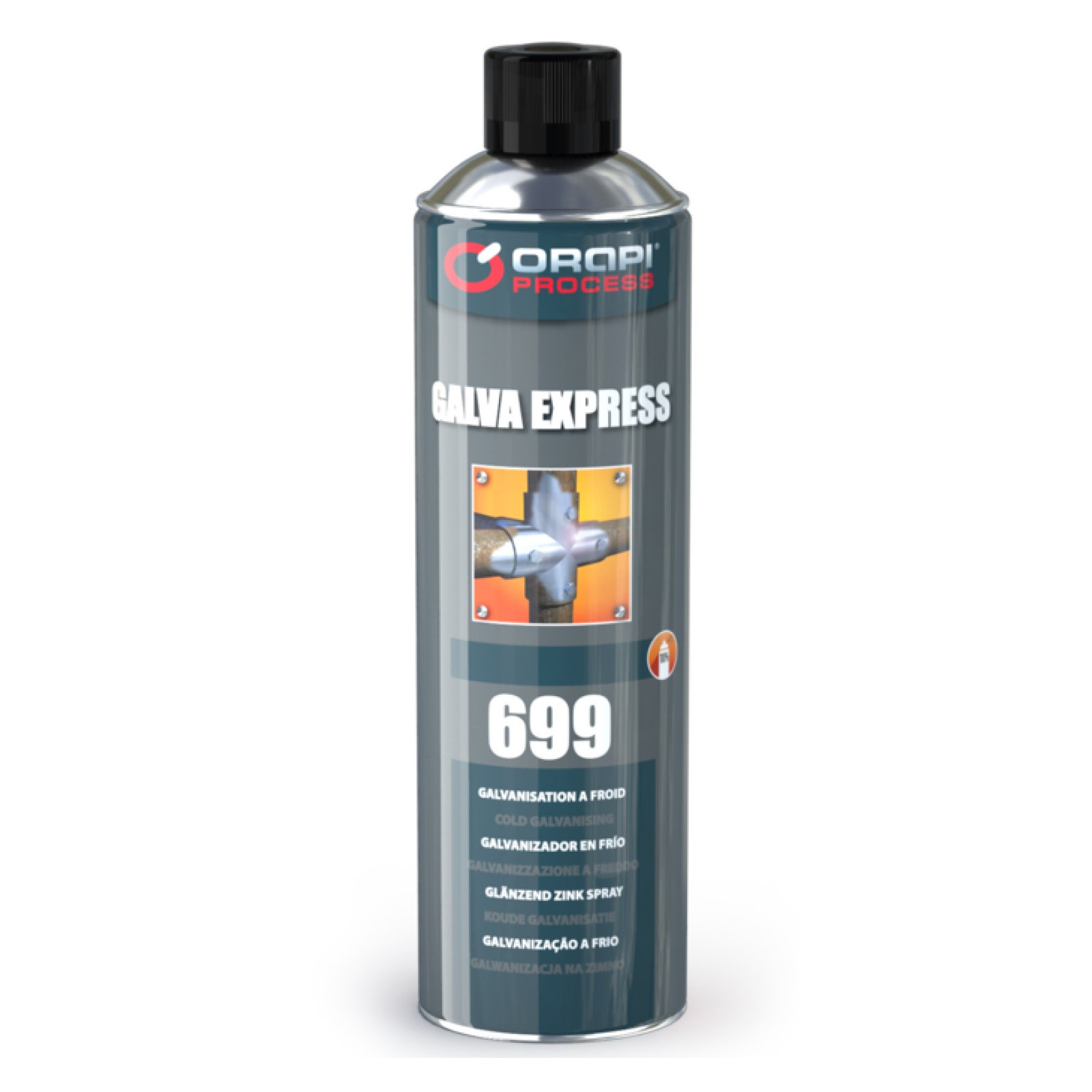 Galvanisation à Froid Brillant GALVA EXPRESS-Aérosol 650ML- Orapi 699 :  Produits d'atelier en aérosols ORAPI - Promeca