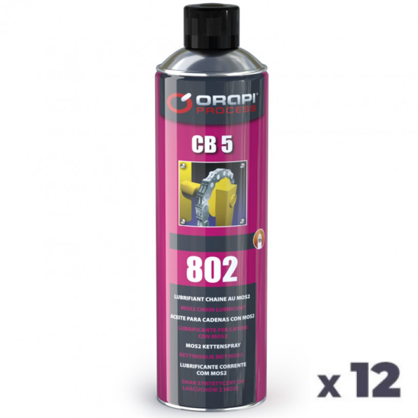 12 Lubrifiants MoS2 Chaines CB5 -Aérosol 650ML - Orapi 802 ORAPI