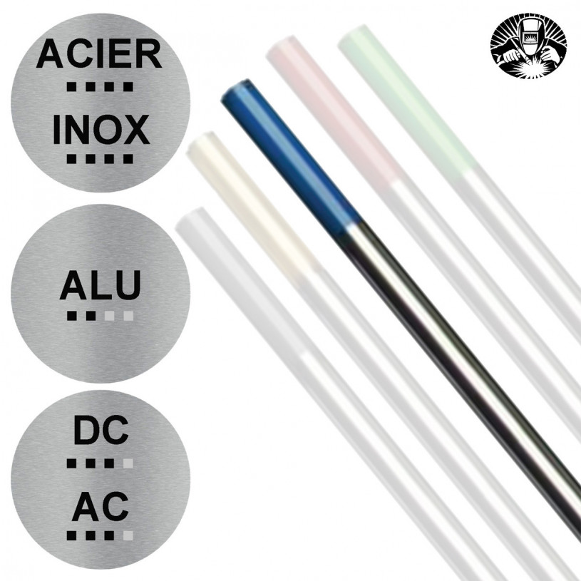 Electrode Tungstène Bleue Lanthane 2% - Acier/Inox/Alu - Etui de 10 Ø 1,0 X 175 MM