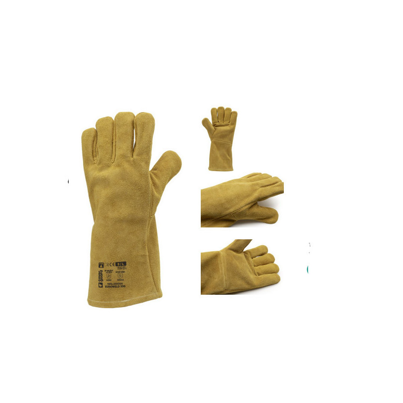 Paire gants soudeur taille 10 - croûte cuir molletonne couture Kevlar PROMECA GANTS