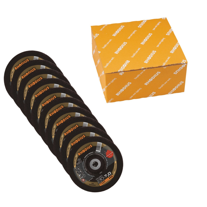 Disque à Meuler Moyeu Déporté - RS480 TOPLine® - Meuleuse Ø230 - Epaisseur 7,0 - Acier/Inox - CERAMICON RHODIUS DISQAM230X7PC