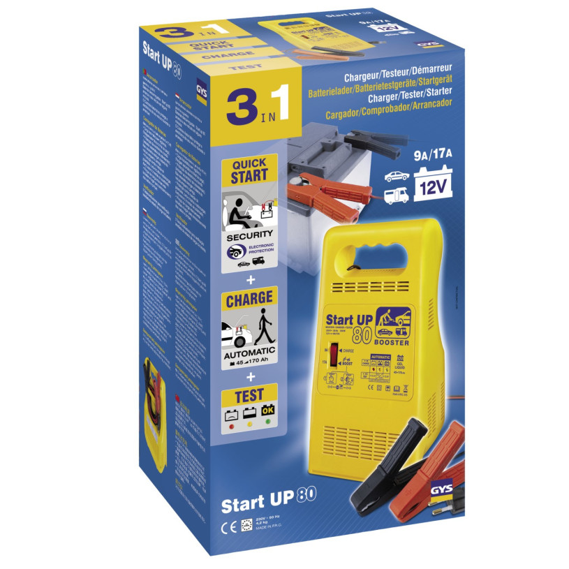 Chargeur Démarreur Batterie 12V - Mono/170Ah AutoStart - STARTUP® 80 GYS