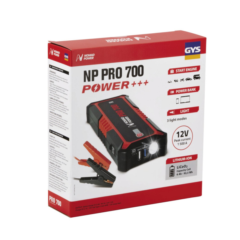 Booster Lithium Batterie 12V Moto/VL/SUV - Alimentation Hybride GYS® - Nomad Power PRO 700 GYS