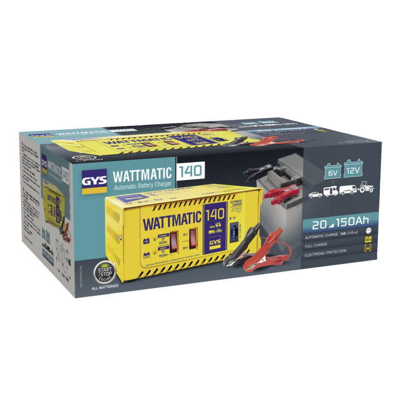 Chargeur Batterie 6/12 Volts Traditionnel Auto Monophasé GYS® - Capacité : 20>150Ah - WATTMATIC® 140 GYS CHARGYSW140