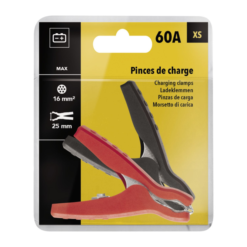 2 Pinces Toles Isolées (Rouge et Noire) - Ouverture 30 MM - Câble 2,5MM² - 40A PROMECA