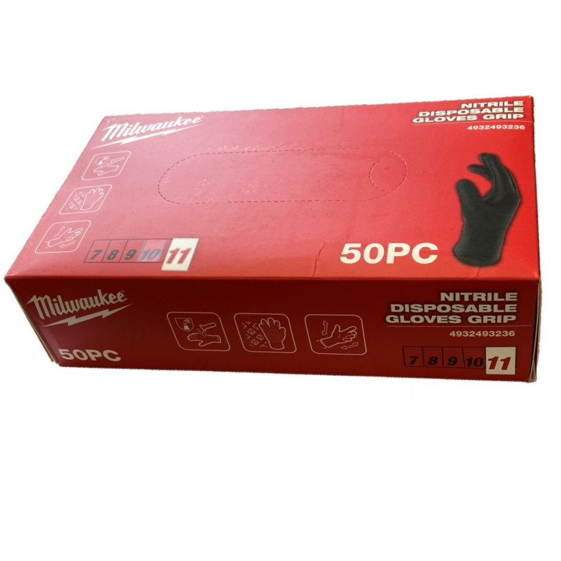 Gants Nitrile Jetable Milwaukee® Spécial Mécanique - Taille 11 (XXL) - Boîte Distributrice 50 Paires MILWAUKEE GANTNJMW4932493237