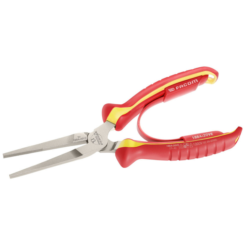Pinces becs plats isolées 1000V 200mm facom 188A.20VE FACOM