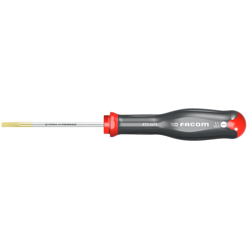 Tournevis Plat Lame Fraisée FACOM PROTWIST® - Fente 3,5X0,6 - Lame 75MM - AT3.5X75 FACOM