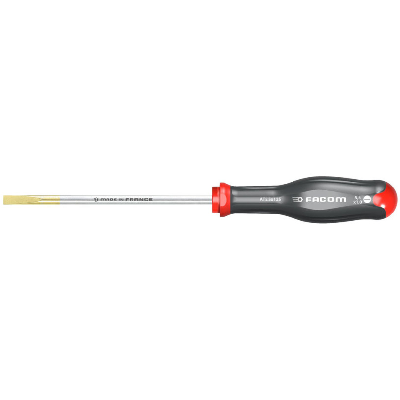 Tournevis Plat Lame Fraisée FACOM PROTWIST® - Fente 5,5X1,0 - Lame 125MM - AT5.5X125 FACOM