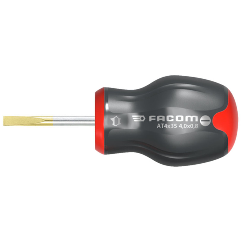 Tournevis Plat Lame Fraisée Courte FACOM PROTWIST® - Fente 4,0X0,8 - Lame 35MM - AT4X35 FACOM