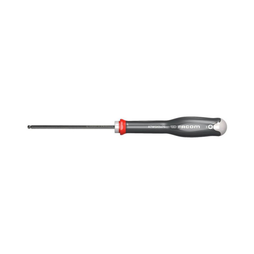 Tournevis Héxagonale 6 Pans Tête Sphérique FACOM PROTWIST® - 3,0MM - Lame 75MM - ATWSH3X75 FACOM