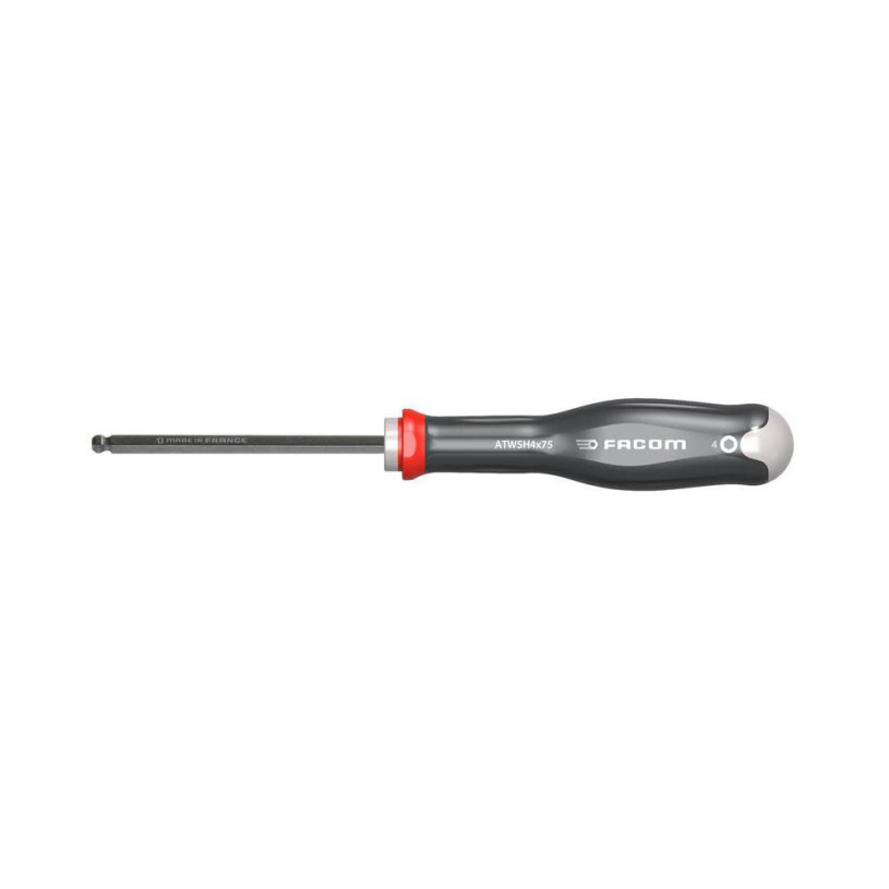 Tournevis Héxagonale 6 Pans Tête Sphérique FACOM PROTWIST® - 4,0MM - Lame 75MM - ATWSH4X75 FACOM FATWSH4X75