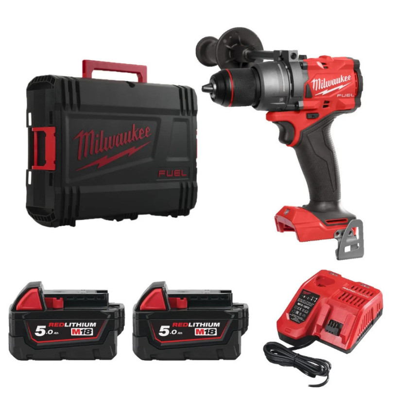 Perceuse Visseuse Milwaukee® 18 V Mandrin 13MM - 158 Nm + HD Box - 2 Batteries 18V/5,0Ah + Chargeur - M18 FDD3-502X MILWAUKEE MILW18FDD3-502X