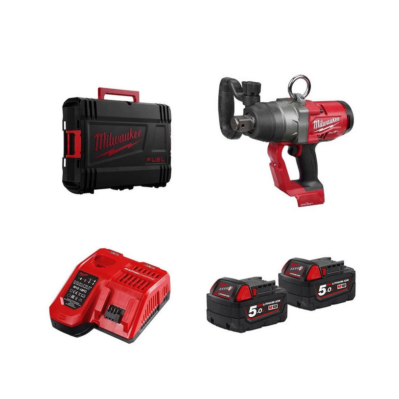 Boulonneuse Choc ONE-KEY Milwaukee® 18 V 1" - 2400 Nm + HD Box - 2 Batteries 18V/5,0Ah + Chargeur - M18 ONEFHIWF1-802X MILWAUKEE MILW18ONEFHIWF1-82