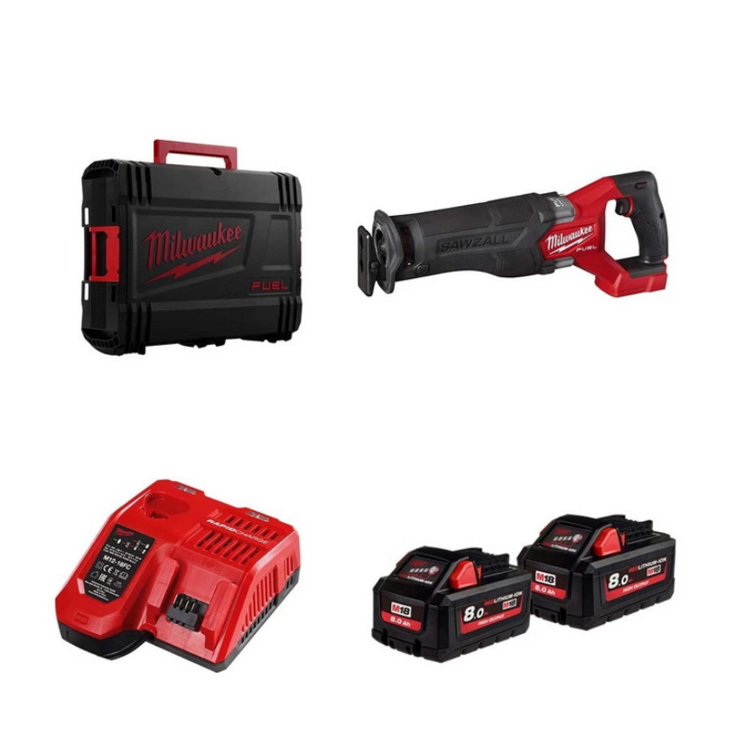 Scie Sabre Milwaukee® 18 V SDS - Course 32MM + HD Box - 2 Batteries 18V/5,0Ah + Chargeur - M18 FSZ-502X MILWAUKEE MILW18FSZ-502X