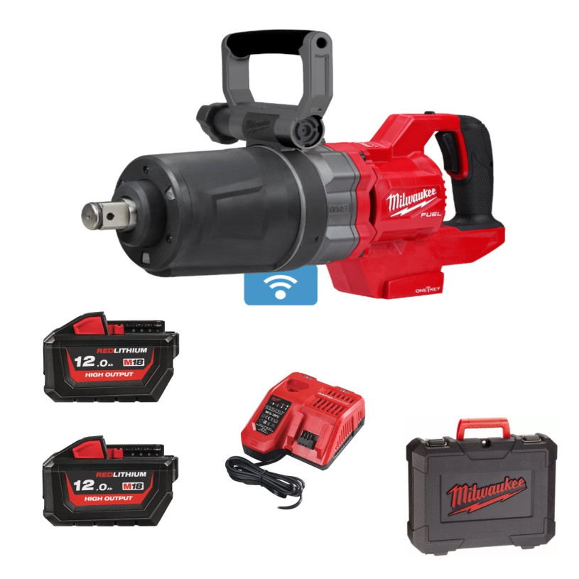 Boulonneuse Choc ONE-KEY Milwaukee® 18 V 1" - 2711 Nm + Box Plactic - 2 Batteries 18V/12,0Ah + Chargeur - ONEFHIWF1DS-122C MILWAUKEE MILW18ONEFHIWF1DS2