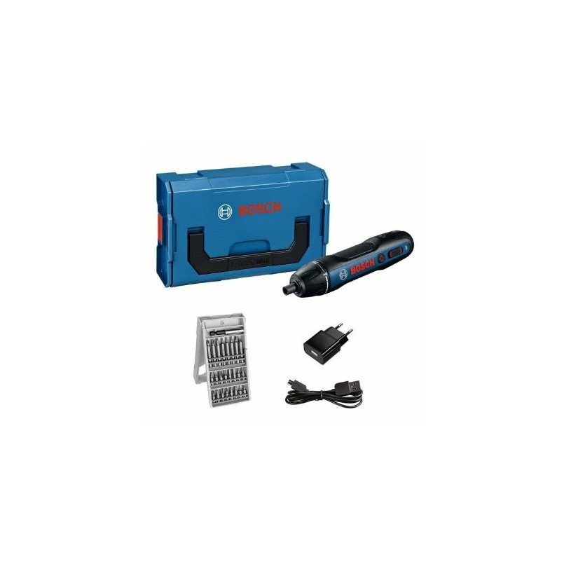Tournevis Electrique Ss Fil - GO 2.0 + Set 25 Embouts + L-Boxx BOSCH