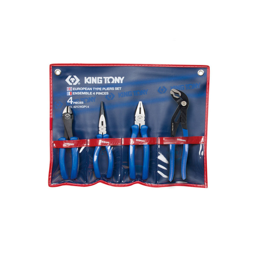 Trousse 4 Pinces - Universelle/Multriprise/Becs Long/Coupante KING TONY