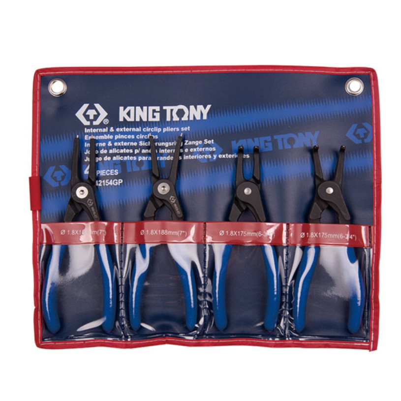 Trousse 4 Pinces Circlips Ø 19>60 - Droites & Courbées - King Tony KING TONY