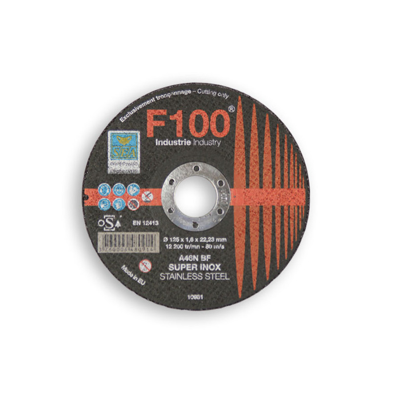 Disque à tronçonner - inox ou acier Alésage Ø 22,2 mm - Ø 125 x 1,6 mm SEA