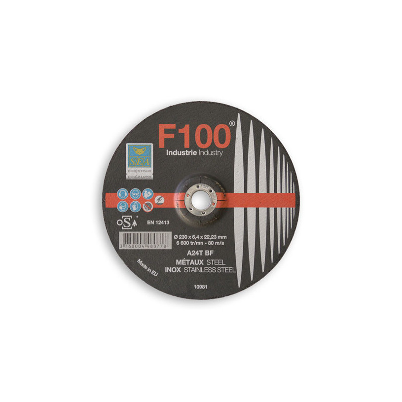 Disque à meuler - acier Alésage Ø 22,2 mm - Ø 230 x 6,4 mm SEA DISQAM230X64