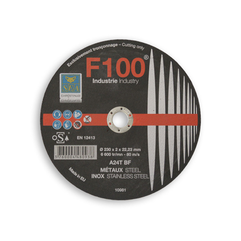 Disque à tronçonner - acier Alésage Ø 22,2 mm - Ø 230 x 2,0 mm SEA