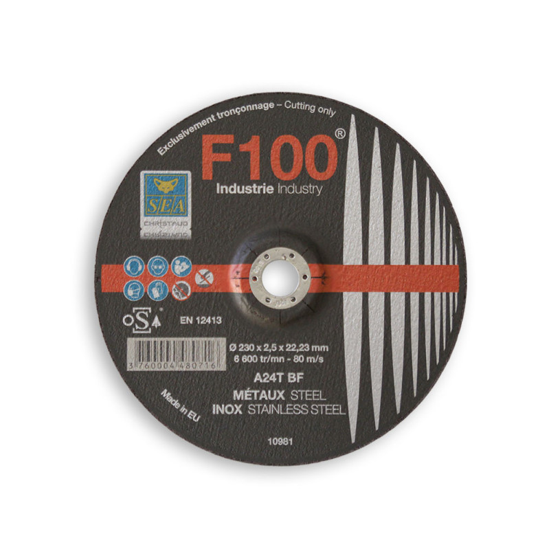 Disque à tronçonner - acier Alésage Ø 22,2 mm - Ø 230 x 2,5 mm SEA
